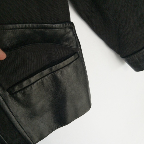 TARA JARMON Wool Leather Jacket Womens Size 38 US 6 M Cropped Snap Blazer - Picture 9 of 15